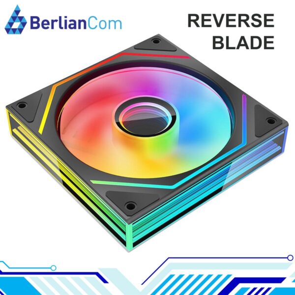 JUNGLE LEOPARD Prism 6 MAX ARGB BLACK REVERSE Three Sided Infinity Infinite Mirror 120mm PWM Fan