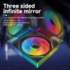 JUNGLE LEOPARD Prism 6 MAX ARGB BLACK REVERSE Three Sided Infinity Infinite Mirror 120mm PWM Fan - Image 3