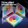 JUNGLE LEOPARD Prism 6 MAX ARGB WHITE REVERSE Three Sided Infinity Infinite Mirror 120mm PWM Fan - Image 3
