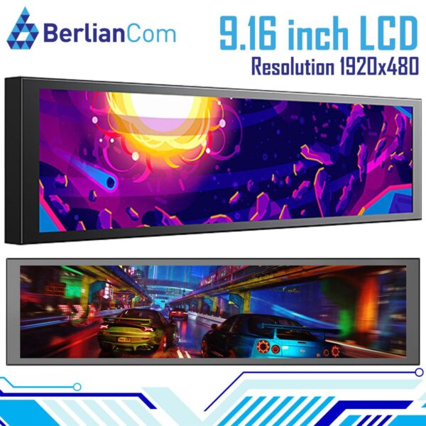 JUNGLE LEOPARD 9.16 inch LCD Display BLACK Chassis Secondary Screen 1920x480 Hardware Monitor Casing PC