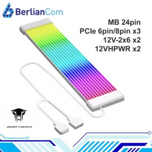 JUNGLE LEOPARD Neon Line LED Strip ARGB WHITE Motherboard 24Pin / 3x PCIe 8pin / 2x 12VHPWR Strimer Extension