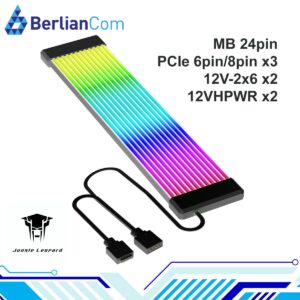 JUNGLE LEOPARD Neon Line LED Strip ARGB BLACK Motherboard 24Pin / 3x PCIe 8pin / 2x 12VHPWR Strimer Extension