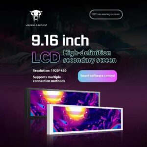 jungle leopard 9.16 inch lcd display black chassis secondary screen 1920x480 hardware monitor casing pc